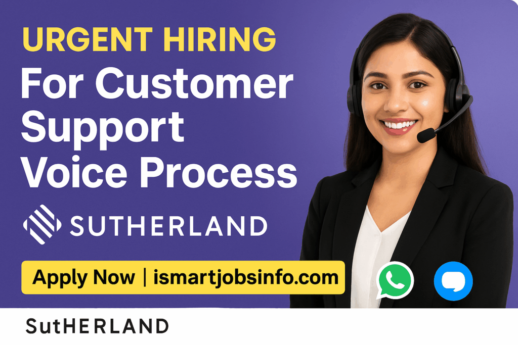 Sutherland hiring for customer support voice process – job vacancy banner