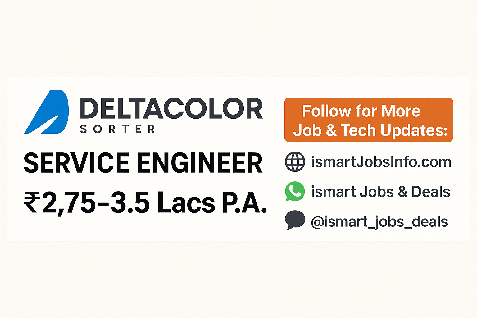 Walk-in interview Service Engineer Diploma Electrical Electronics ENTC at Delta Color Sorter